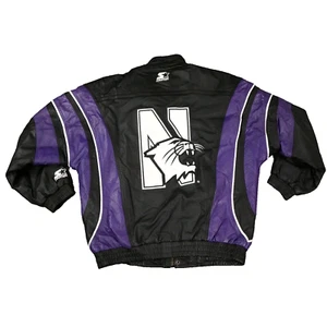 Vintage Northwestern Lederjacke 90er Medium Lila Schwarz Wildcats Starter 🔥 - Bild 1 von 21