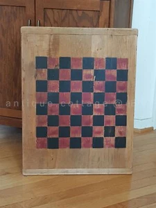 vintage LARGE wood CHECKER GAME BOARD old cutting board chess AAFA prim antique - Picture 1 of 8