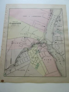 1894-1895 ANTIQUE MAP, STUART'S MAINE ATLAS, GARDINER and WATERVILLE, HALLOWELL+ - Picture 1 of 3