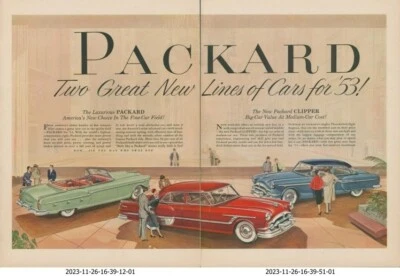 1953 Packard Clipper Convertible Admiring Crowd 3 Cars Vtg Print Ad L36 - Image 1 of 3