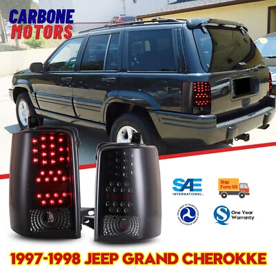 LED Taillights For 97-98 Jeep Grand Cherokee Black Smoke Lens Rear Lamps 1 Pair - Image 1 of 4