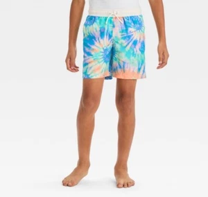 Boys Tie Dye Swim Trunks Cat & Jack Turquoise Blue Size XS (4/5) - Picture 1 of 3