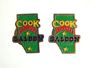 LOTE de 2 pinbacks esmaltados vintage COOK COUNTY BERLINA Edmonton Canadá 5/8" x 6/8" - Imagen 1 de 4