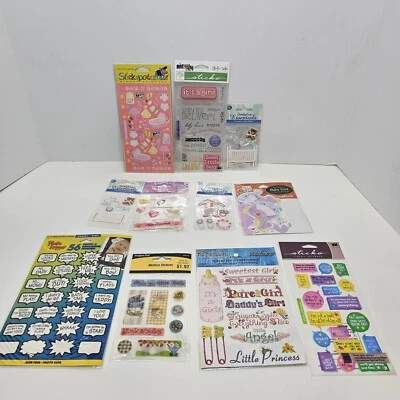 Vintage Girl Baby Shower Scrapbooking Crafting Stickers Mixed Lot Of 11 New   - Image 1 of 4
