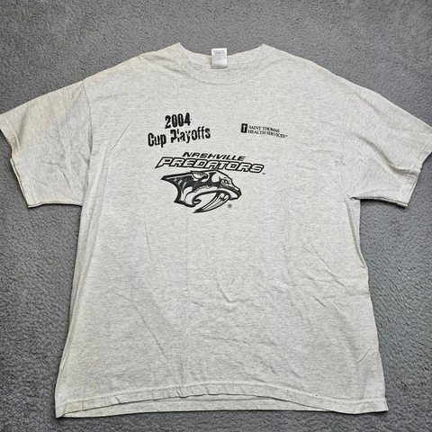 NHL Nashville Predators Shirt Men's XL Gray SHort Sleeve 2004 Playoff Cover