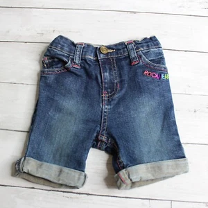 Rocawear Baby Girl's Denim Blue Jean Bermuda Shorts 18 Months Embroidered Logo - Picture 1 of 6