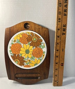 VTG Gail Craft Cheese Board Trivet MCM WoodWare Japan 60s 70s Missing Knife - Afbeelding 1 van 13