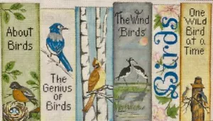 Needlepoint Handpainted Alice Peterson Bird Books 9x16 - Picture 1 of 4