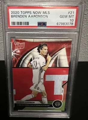 Topps Now MLS Brenden Aaronson #21 Rookie 2020 Union/Leads/USA PSA 10 GEM MINT - Image 1 of 4