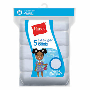 Hanes Ultimate TAGLESS Cotton Stretch Toddler Girls' Cami White 5-Pack-TV30P5
