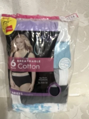New Vintage Just My Size Women's 6 Pack Cotton Briefs Size 14 - Image 1 of 2