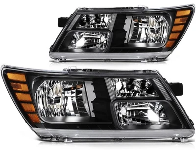 Fits 2009-2018 Dodge Journey Black Housing Headlights Assembly Pair Left + Right Foto 1 de 4