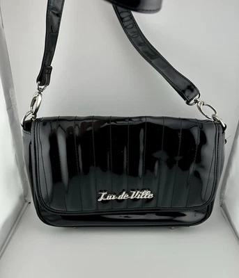 Bolso de mano/hombro Lux de Ville Rockabilly charol negro imitación cuero Foto 1 de 4