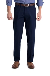 48 X 30 Haggar Men Premium Khaki Flat Front Classic Fit Pants New NWT DARK NAVY - Picture 1 of 6