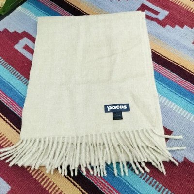 Bufanda 100% Lana Alpaca Bebé Hecha en Perú Bronceado Blanco Cálida Foto 1 de 3