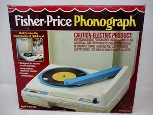 Vintage 1984 Fisher Price Phonograph Plattenspieler mit Box - Bild 1 von 9