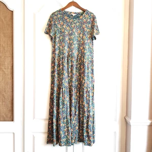 Seasalt - Size 14 Soft Organic Cotton Cap Sleeve Tiered Maxi Line Strokes Dress - Picture 1 of 6