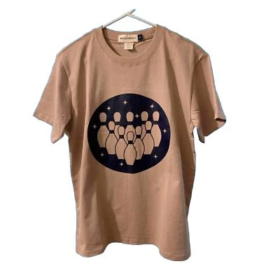 Mens Cotton T Shirts Beige Color With Bowling Print ,large Size, (100%)cotton Foto 1 de 3
