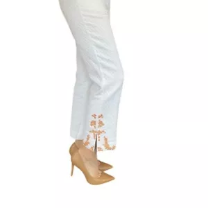 Alberto Makali Sequin Pants White Textured Lined Dress Pants Cocktail Size 6 - Picture 1 of 12