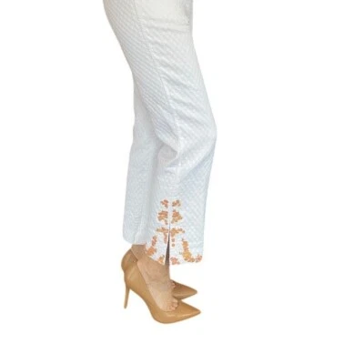 Pantalones de vestir Alberto Makali de lentejuelas blancos forrados con textura talla 6 de cóctel Foto 1 de 4