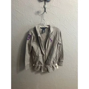 Girls gray hooded zip up jacket Ralph Lauren size 6 - Picture 1 of 7
