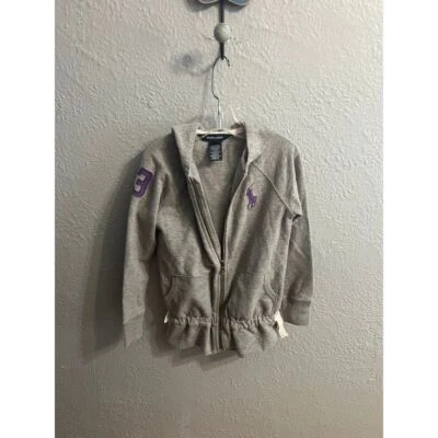 Girls gray hooded zip up jacket Ralph Lauren size 6 - Image 1 of 4