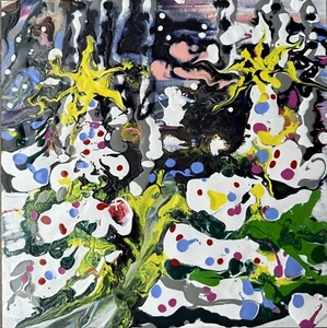 Nieve de Navidad de MBollen Original Acrílico Fluido Arte Moderno Lienzo Profundo Árboles - Imagen 1 de 5