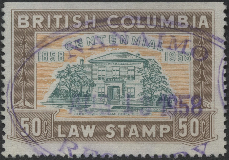 Canada 1958 #BCL48 50c brown, BC Law, Centennial Issue, used - Image 1 of 1