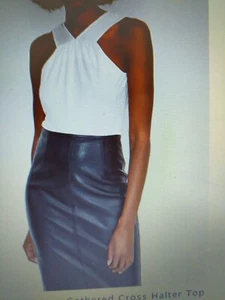 BNWT Karen Millen ivory Gathered Cross Halter Body Top sz 10 UK - Picture 1 of 7