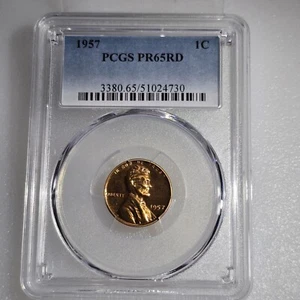 1957 Lincoln Wheat Cent 1C PCGS PR65RD Coin Lot 2325 - Picture 1 of 12