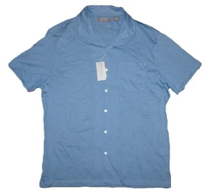 Daniel Cremieux Signature Short Sleeve Knit Shirt L Blue Linen Blend NWT DSS480 - Picture 1 of 2