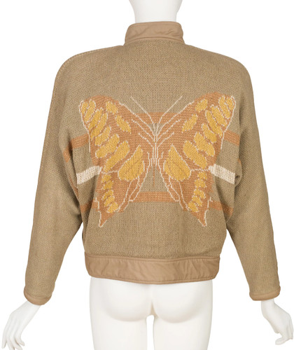 Giacca Bomber Callaghan by Gianni Versace 1983 S S Vintage Farfalla Beige Maglia