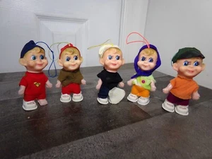 Vintage Pixie Elfe Weihnachtsschmuck 5er Set Hergestellt in Taiwan 3,5 Zoll Unikat - Bild 1 von 16