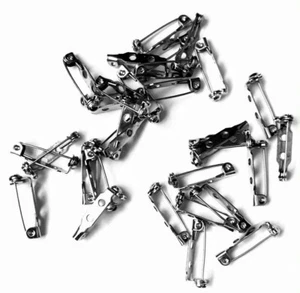 20mm BROOCH BACKS Jewellery Pins Badge Fastener Bar Craft with safety roll catch - Picture 1 of 5