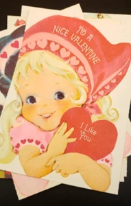 Vintage Valentine Card lot of 6 - Little Girls - Picture 1 of 6