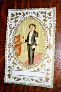 Boy First Communion Souvenir Antique Lace Collage Holy Prayer Card Antique CARD - Picture 1 of 3