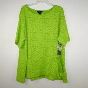 Ali Miles Tunic Top Women's Plus Size 2X Green Colorful Boho Loose Fit Textured - Picture 1 of 11