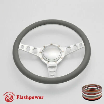 14" Billet Steering Wheel Light Gray Half Wrap Chevrolet Monte Carlo Camaro - Image 1 of 4