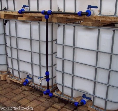 IBC Container VERBINDUNGSSET für 4x TANK im Block mit 1" Auslaufhahn #1014B1" - Bild 1 von 4