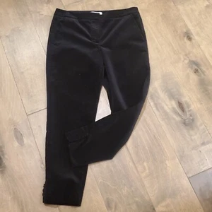 Talbots RSVP Pants Womens 6p Velvet Velour Black Ankle Ruffle Hem Skinny Classy - Picture 1 of 9