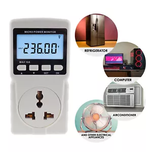 Power Meter Plug-in Socket Design Wattmeter Energy Voltage Current Frequency - Picture 1 of 14