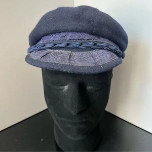 Vintage Golden Gate Hat Company Blue Fitted Mens Wool Greek Fisherman's Cap Size - Picture 1 of 13