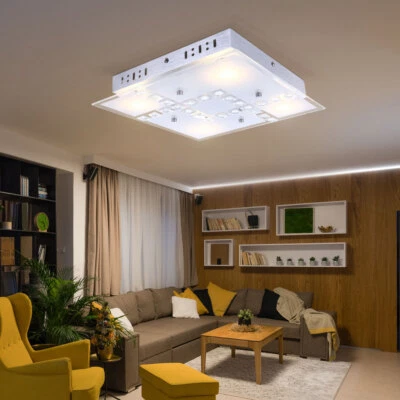 Plafoniera Lampada Letto Vetro Cristalli Alluminio Argento LED L 32cm - Immagine 1 di 4