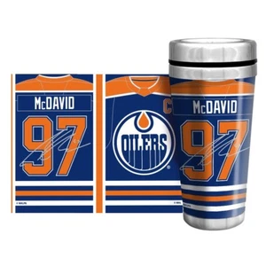 CONNOR McDAVID VASO DE VIAJE 16 oz TAZA EDMONTON OILERS CAMISETA DE JUGADOR - Imagen 1 de 1