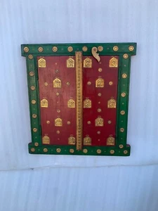 Vintage Hand Carved Wood, brass Work Window, Wooden Window, Wall Decor Window - Imagen 1 de 10