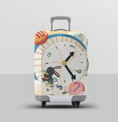 Милый кролик винтажные часы багажа чехол путешествий чемодан протектор праздник путешествий - Изображение 1 из 3