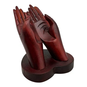 Beautiful Hand Carved Wood Lady Hands Business Card, Phone, Glasses Holder - Picture 1 of 14