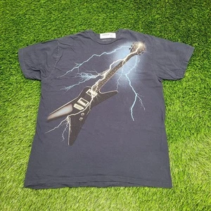 Electric Guitar Lightning Shirt M/L 21x27 Navy-Blue - Picture 1 of 11