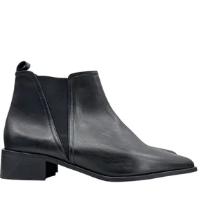 Fabianelli Leder Stiefeletten schwarz 10 Damen spitz zulaufend zum Überziehen Italien klassisch - Bild 1 von 9