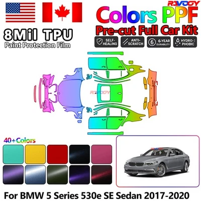 Película de protección de pintura PPF precortada de color para BMW Serie 5 530e SE Sedán 2017-2020 Foto 1 de 4